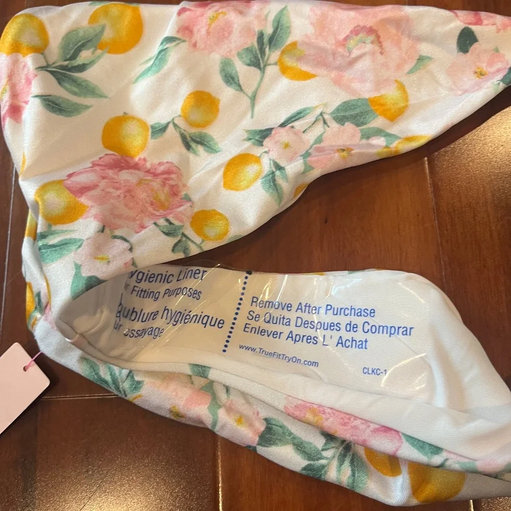 VS Swim Lemon Bikini Bottom Victoria's Secret Pink Floral Fruit Hi Cut New Sz S‎